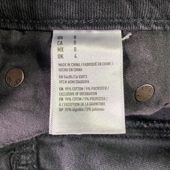 AMERICAN EAGLE Mini Skirt Button Fly Raw Hem Denim 5-Pocket Womens 0 Black - Picture 7 of 10